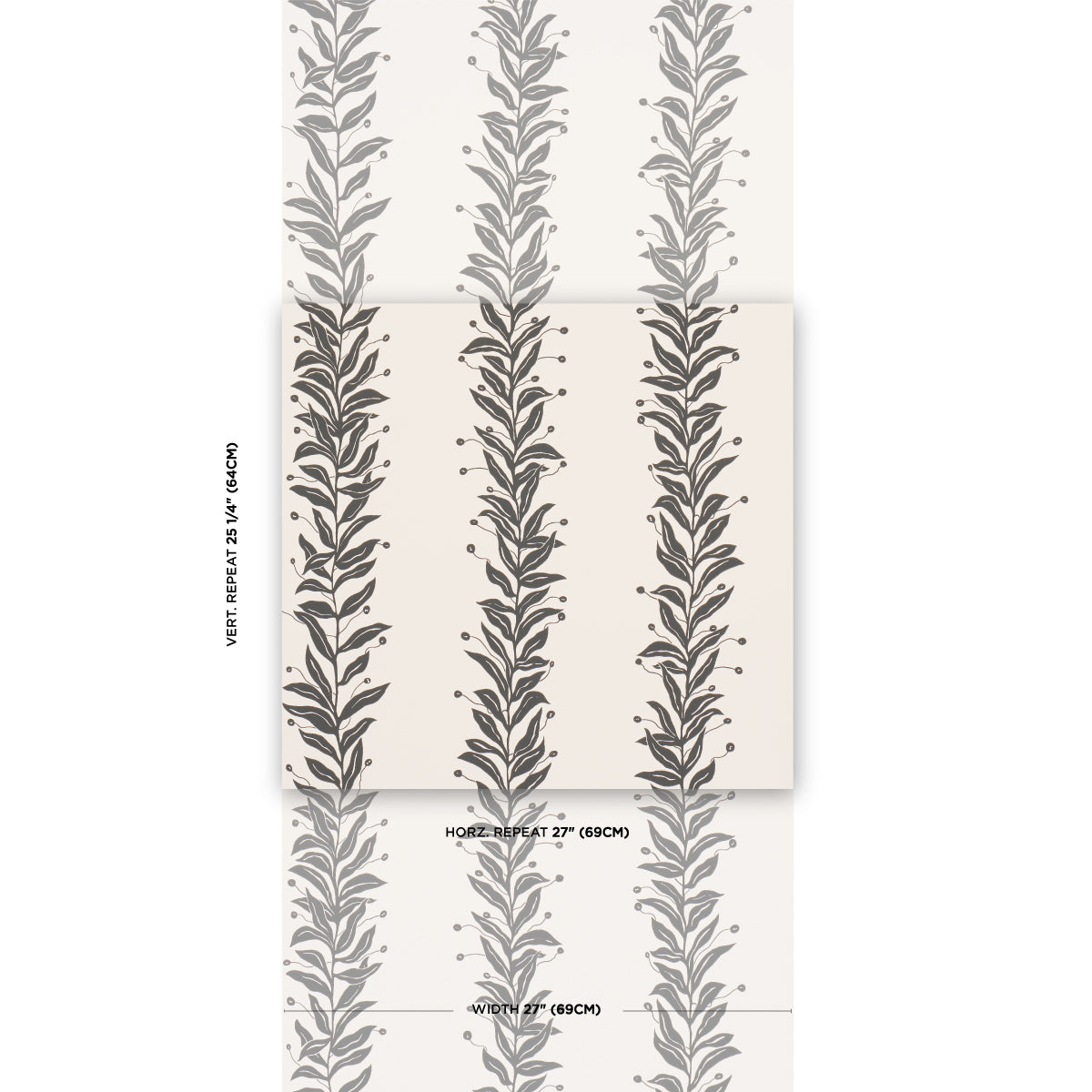 Purchase 5015490 | Tendril Stripe, Black & Cream - Schumacher Wallpaper