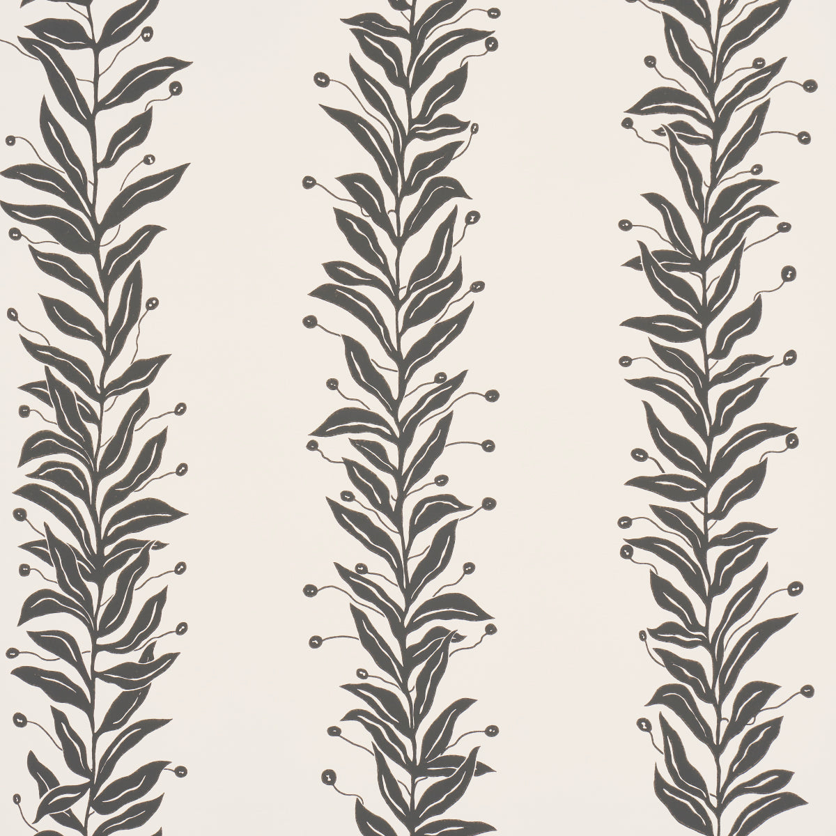 Purchase 5015490 | Tendril Stripe, Black & Cream - Schumacher Wallpaper