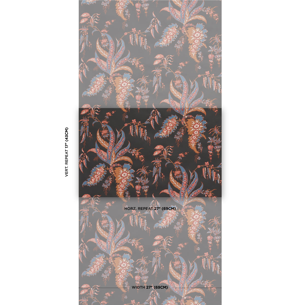 Purchase 5015502 | Apolline Botanical, Rouge & Noir - Schumacher Wallpaper