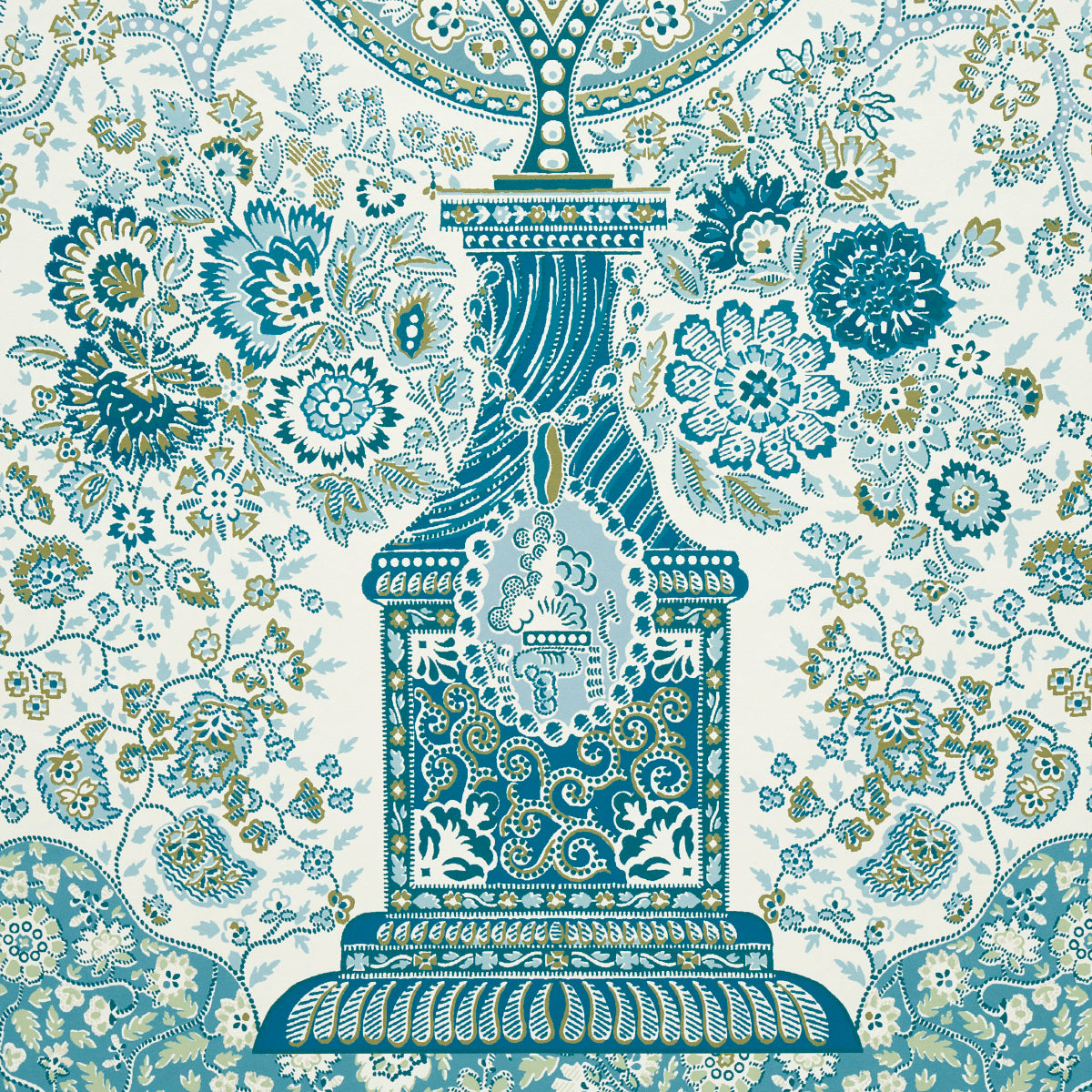 Purchase 5015510 | Colmery Paisley Panel Set, Peacock - Schumacher Wallpaper