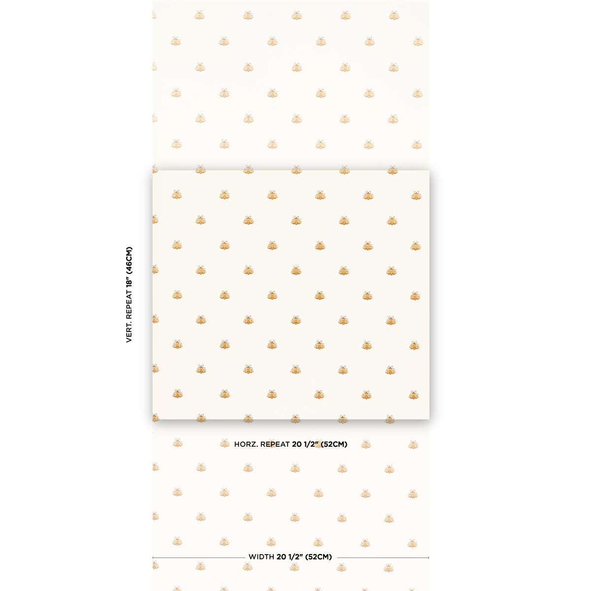 Purchase 5015530 | Hubert'S Bees, White & Gold - Schumacher Wallpaper