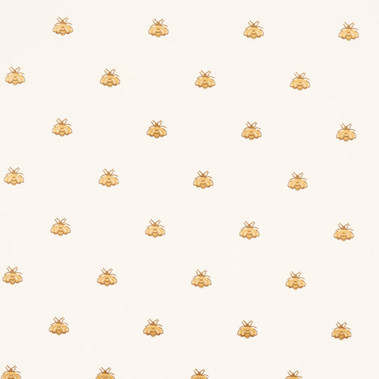 Purchase 5015530 | Hubert'S Bees, White & Gold - Schumacher Wallpaper