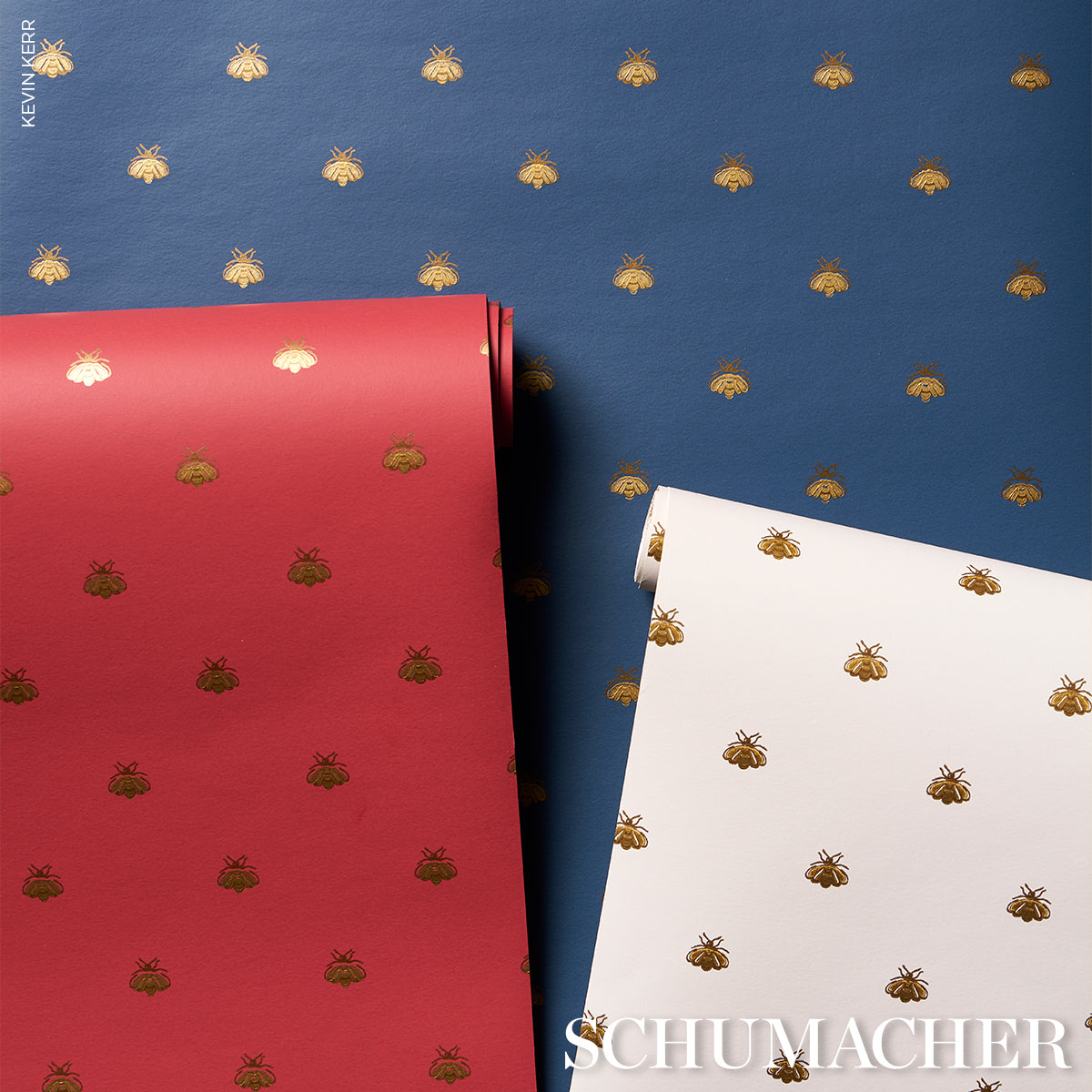 Purchase 5015532 | Hubert'S Bees, Rouge & Gold - Schumacher Wallpaper