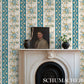 Purchase 5015540 | Sylvain Floral Stripe, Teal - Schumacher Wallpaper