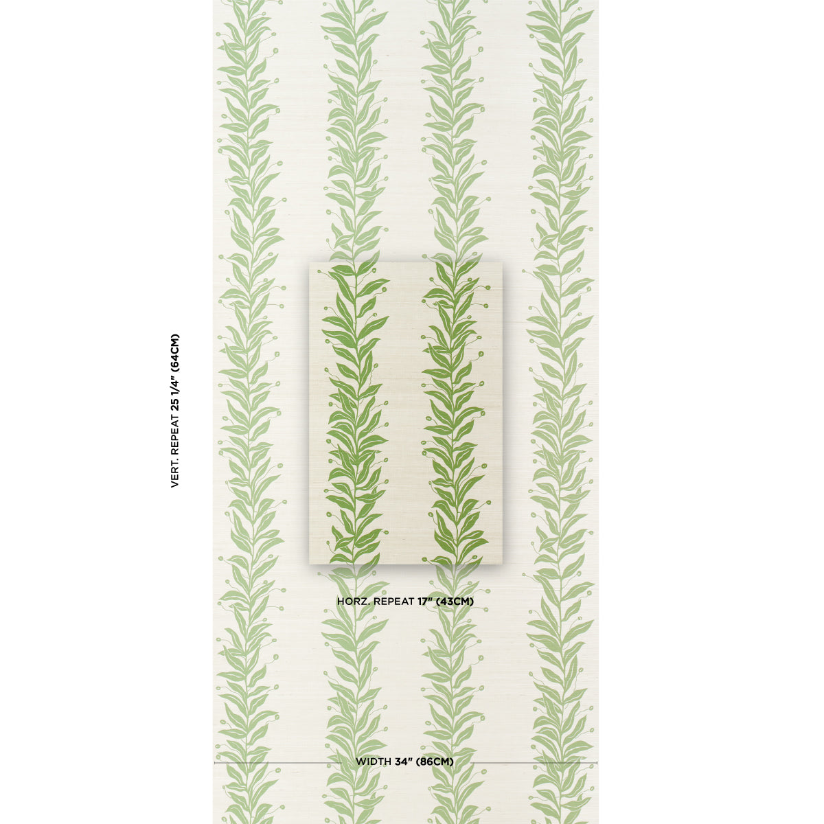 Purchase 5015560 | Tendril Stripe Sisal, Olive - Schumacher Wallpaper