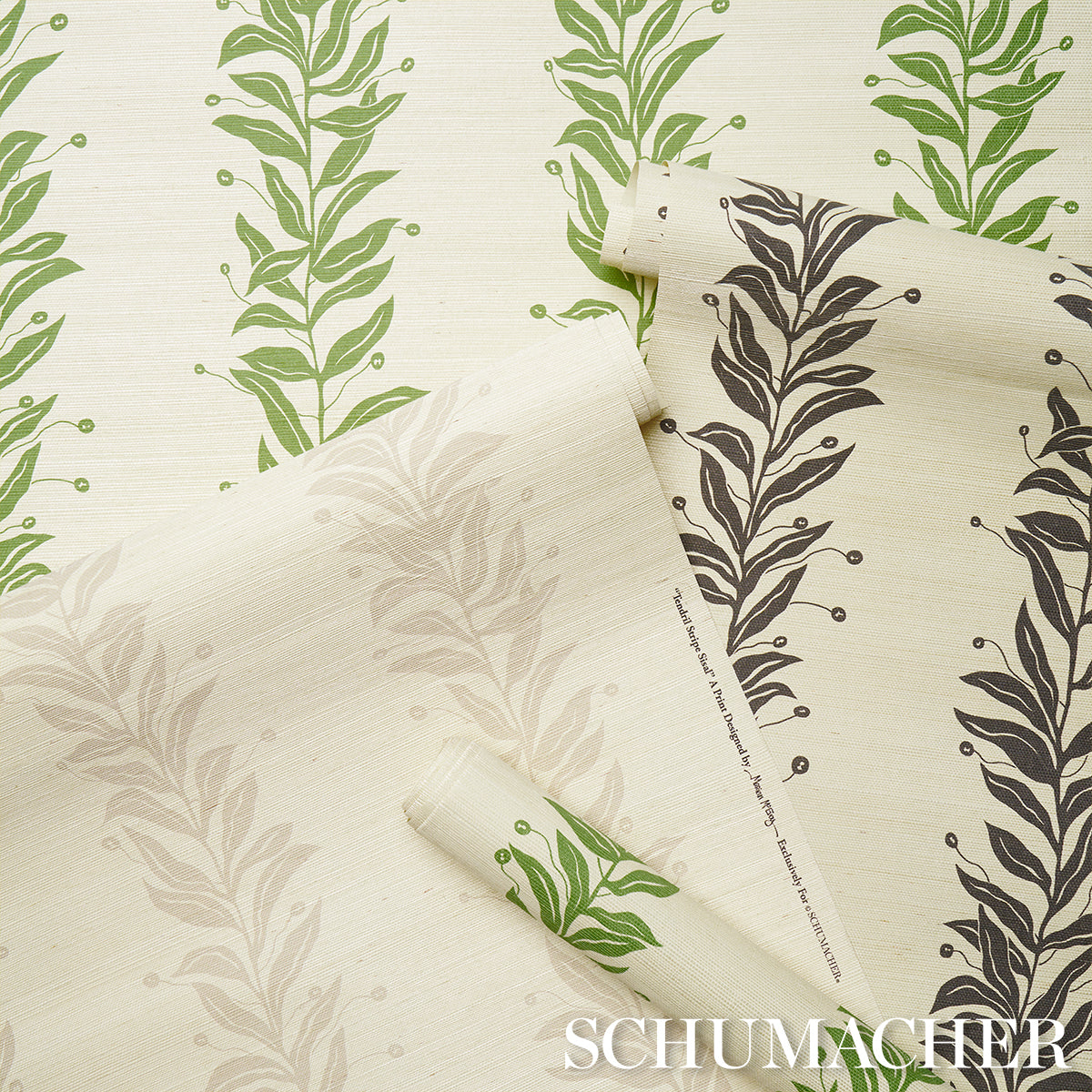 Purchase 5015560 | Tendril Stripe Sisal, Olive - Schumacher Wallpaper