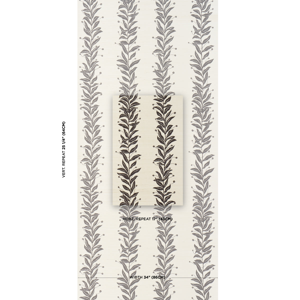 Purchase 5015562 | Tendril Stripe Sisal, Black & Cream - Schumacher Wallpaper