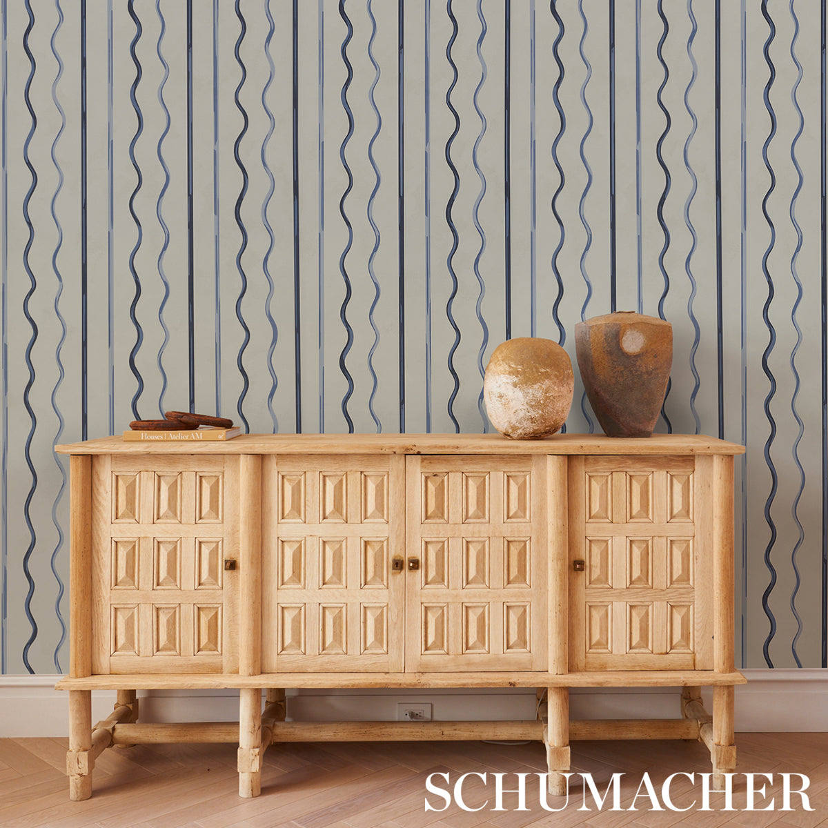 Purchase 5015572 | Affogato, Cornflower & Deep Navy - Schumacher Wallpaper