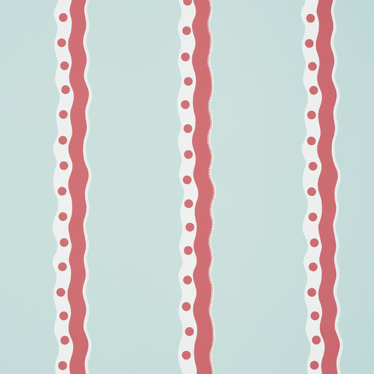 Purchase 5015740 | Rousseau Stripe, Rouge & Sky - Schumacher Wallpaper