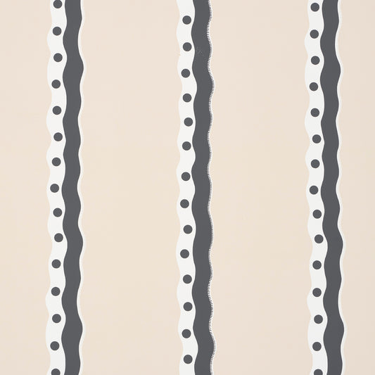 Purchase 5015742 | Rousseau Stripe, Noir & Cream - Schumacher Wallpaper