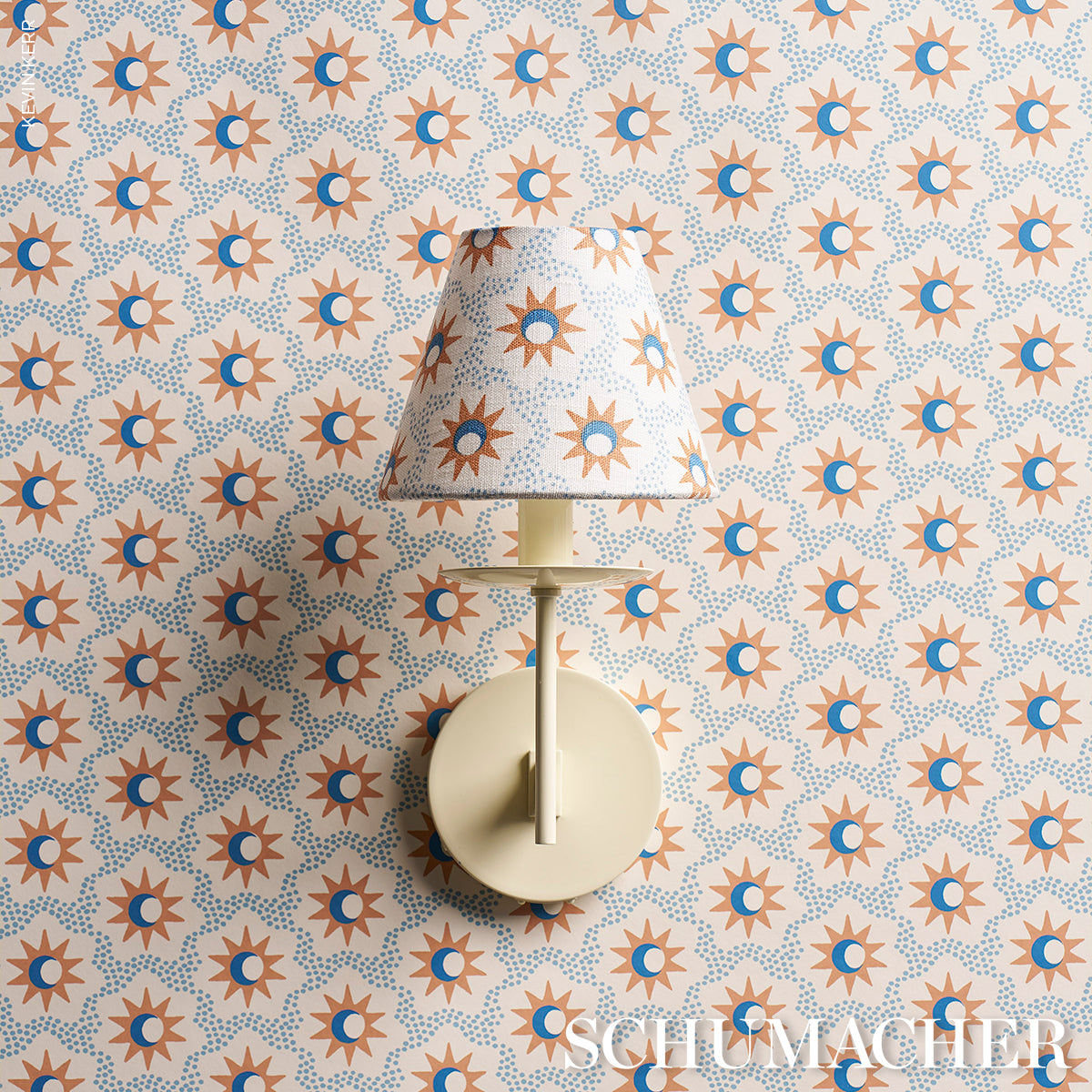 Purchase 5015761 | Lucie, Clay & Blue - Schumacher Wallpaper