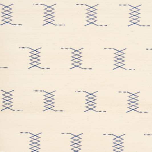 Purchase 5015781 | Kin Sisal Embroidery, Ink On Ivory - Schumacher Wallpaper