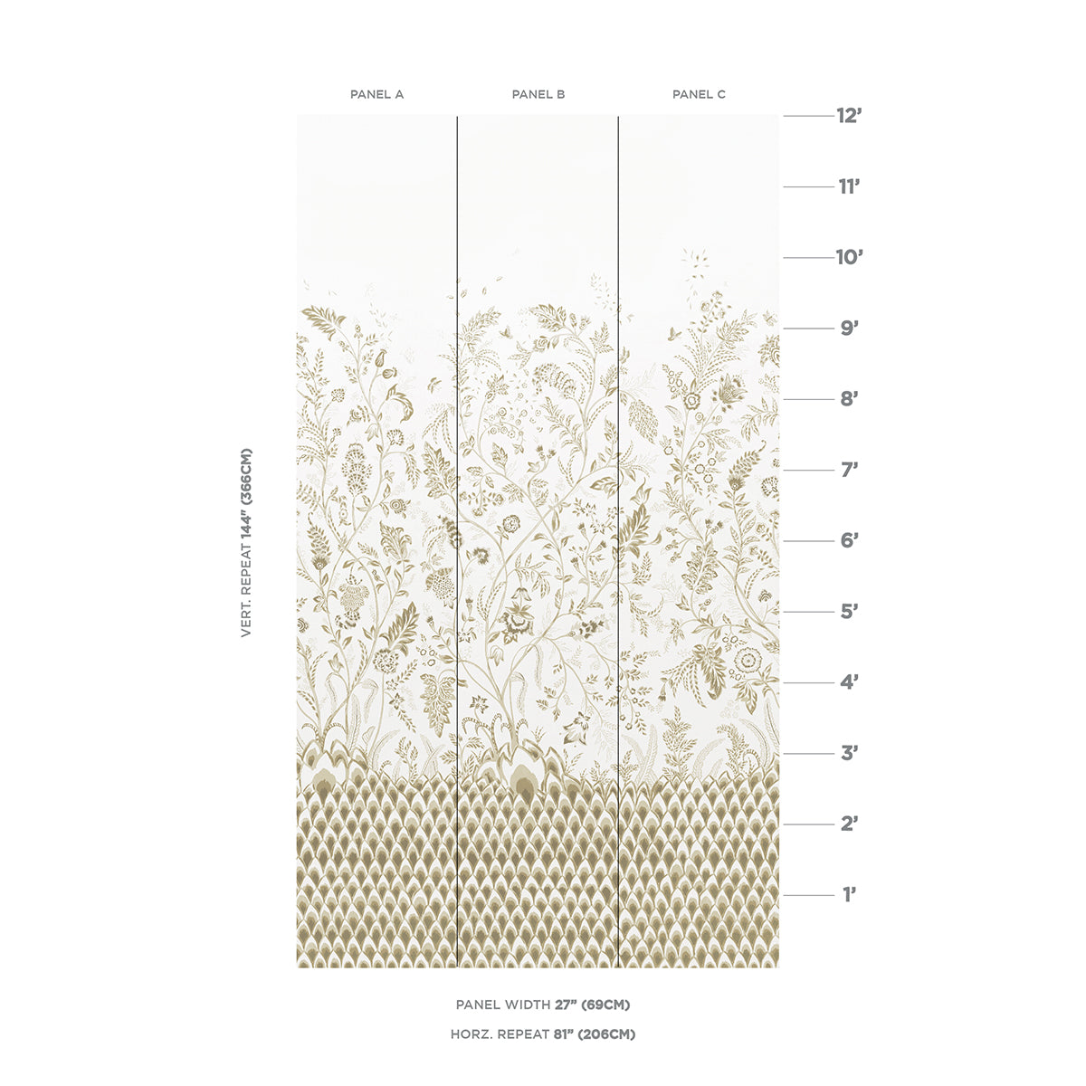 Purchase 5015822 | Chinoiserie Grande Panel Set, Neutral - Schumacher Wallpaper