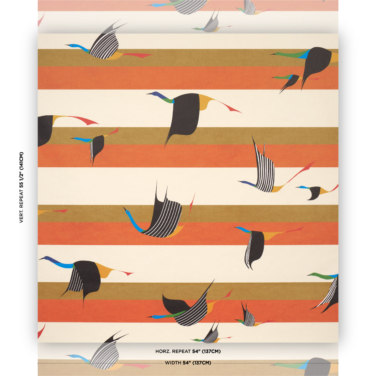 Purchase 5015852 | Flying West, Orange - Schumacher Wallpaper