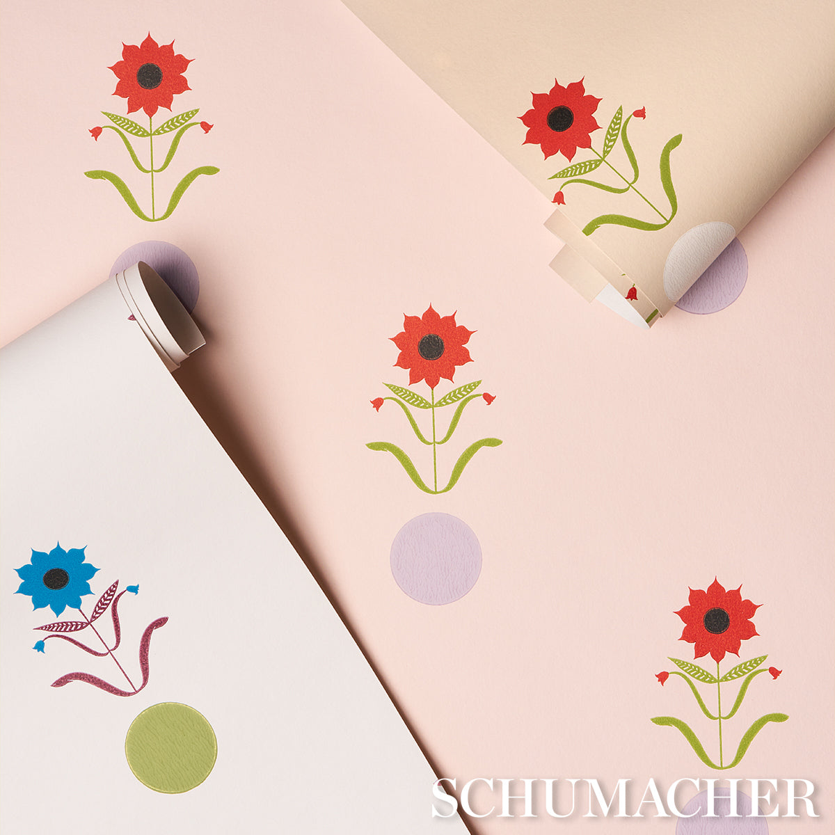 Purchase 5015881 | Forget Me Dots, Pink - Schumacher Wallpaper