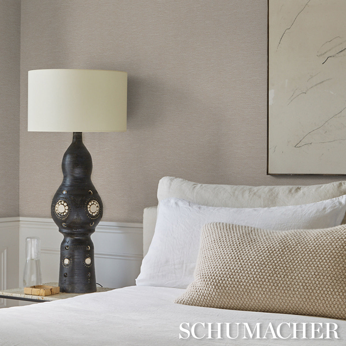 Purchase 5015891 | Linen Plissé Wallcovering, Alabaster - Schumacher Wallpaper