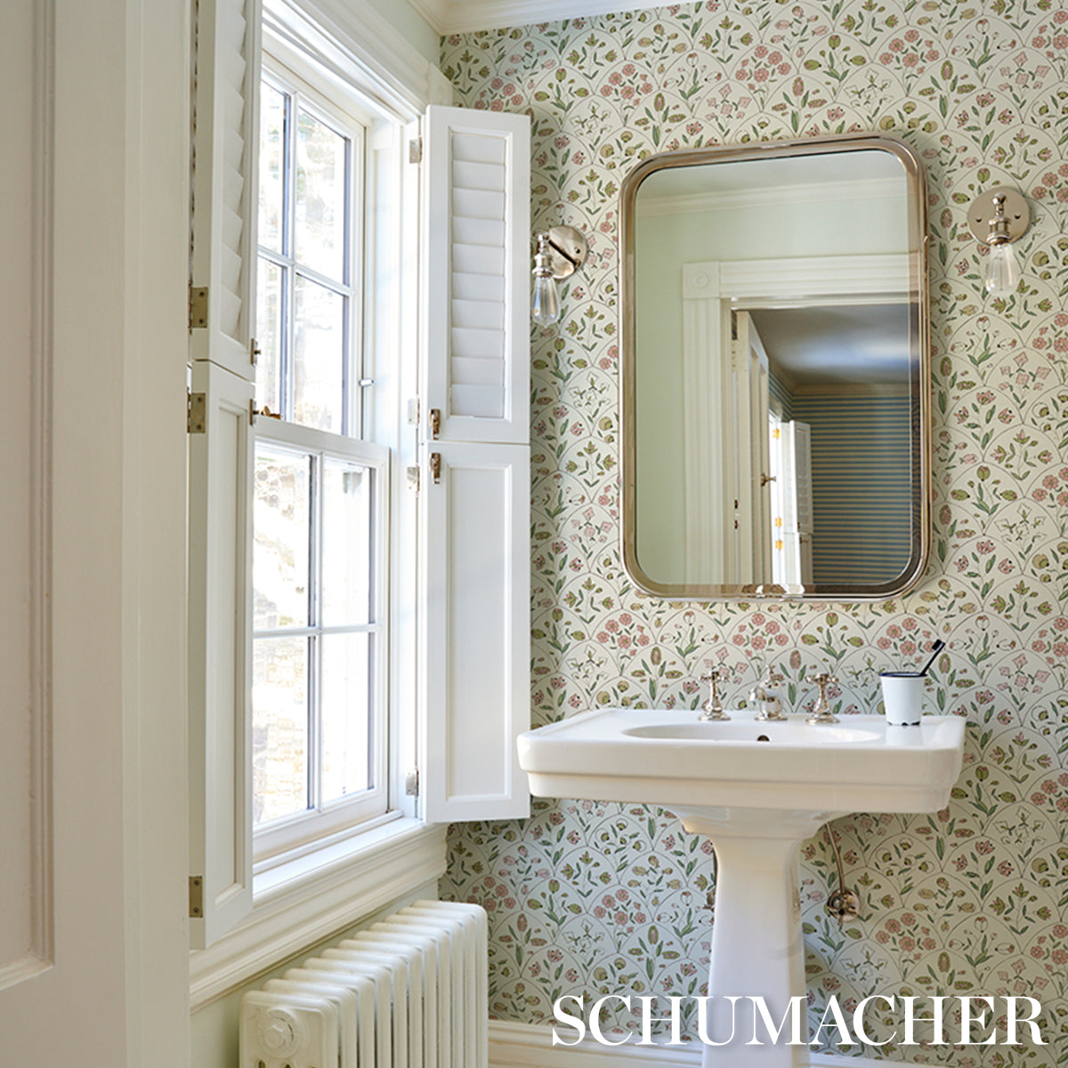 Purchase 5015960 | Frances Scallop Floral, Petal - Schumacher Wallpaper