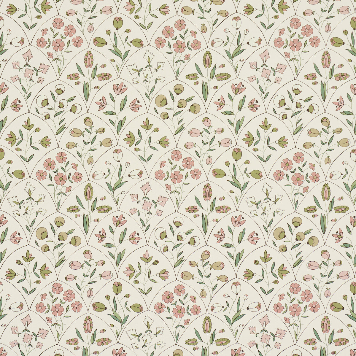 Purchase 5015960 | Frances Scallop Floral, Petal - Schumacher Wallpaper