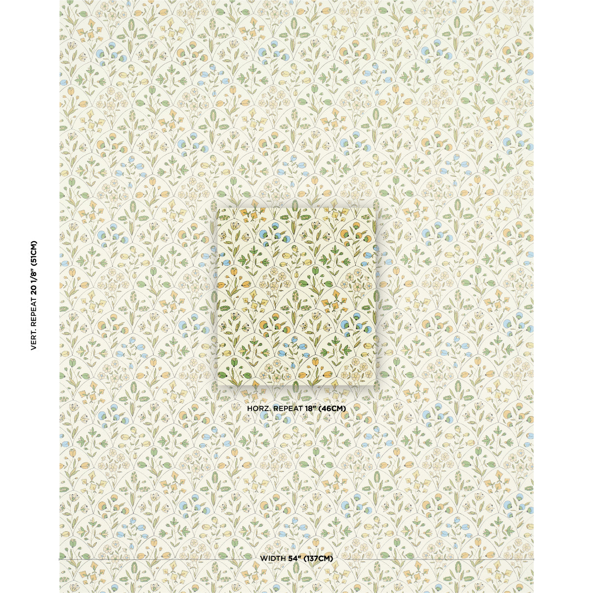 Purchase 5015961 | Frances Scallop Floral, Document - Schumacher Wallpaper