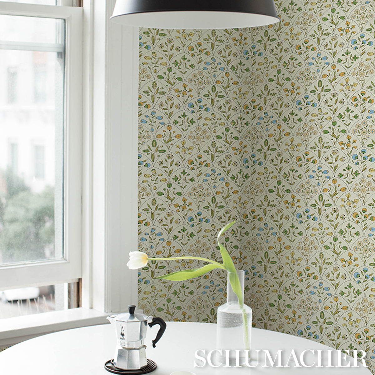 Purchase 5015961 | Frances Scallop Floral, Document - Schumacher Wallpaper