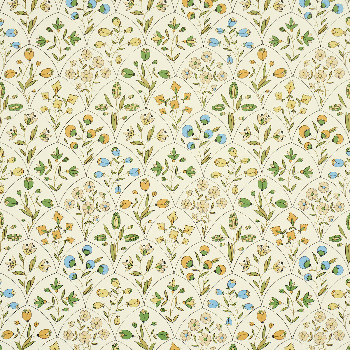 Purchase 5015961 | Frances Scallop Floral, Document - Schumacher Wallpaper