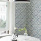 Purchase 5015962 | Frances Scallop Floral, Blues - Schumacher Wallpaper