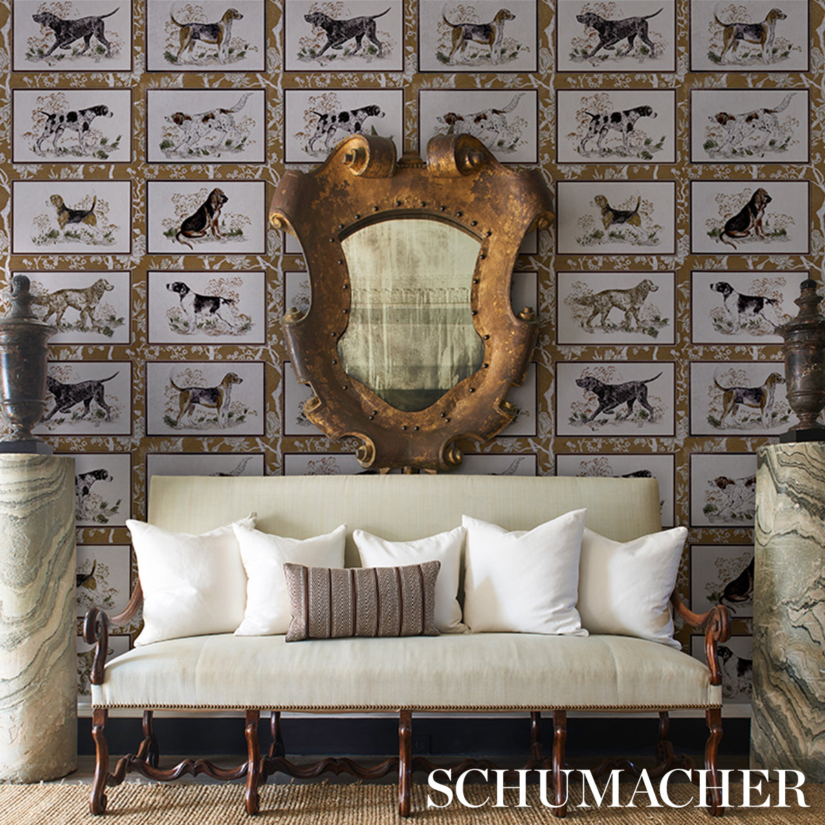 Purchase 5016050 | Chaser’S Legacy Metallic, Gold Metallic - Schumacher Wallpaper