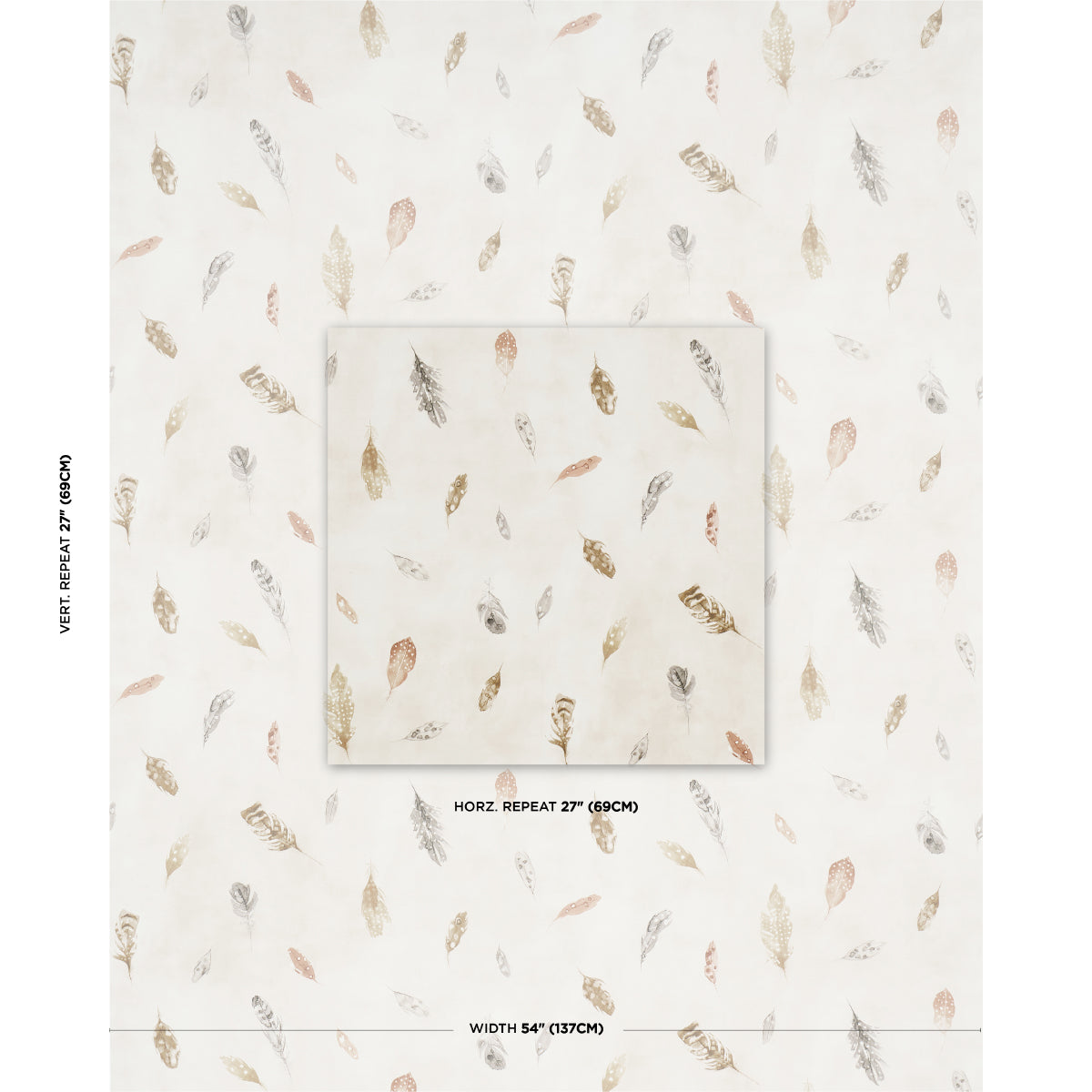 Purchase 5016060 | Woodland Feathers, Pebble - Schumacher Wallpaper