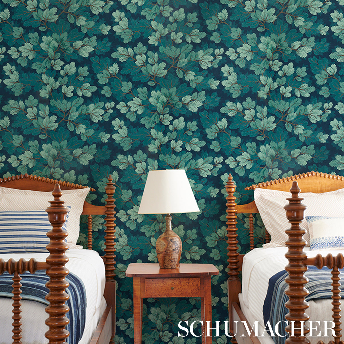 Purchase 5016070 | Covey Hedge, Midnight - Schumacher Wallpaper