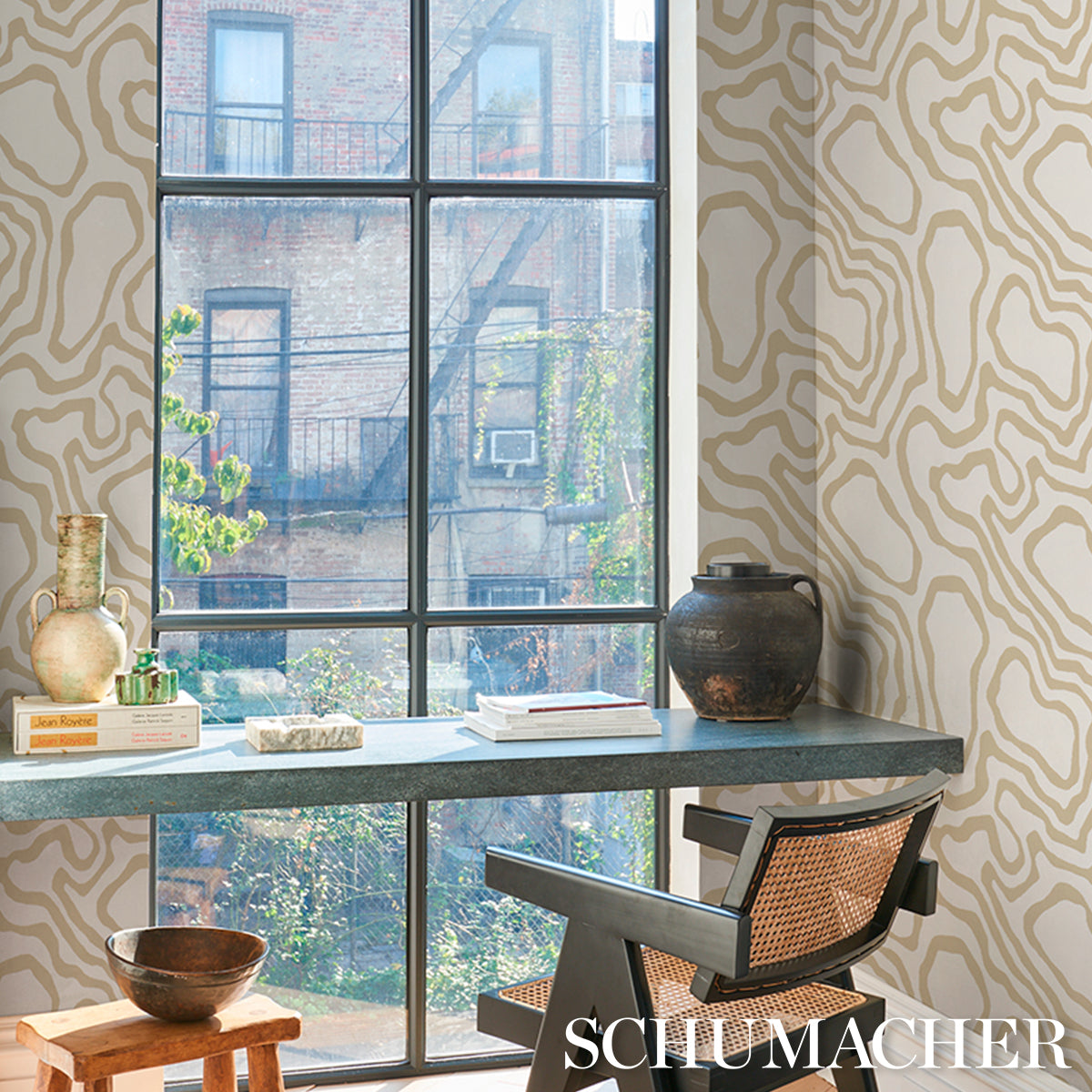 Purchase 5016100 | Defeo, Sand - Schumacher Wallpaper