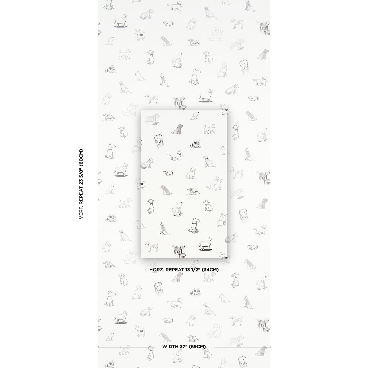 Purchase 5016130 | Good Dogs Everywhere, Black & White - Schumacher Wallpaper