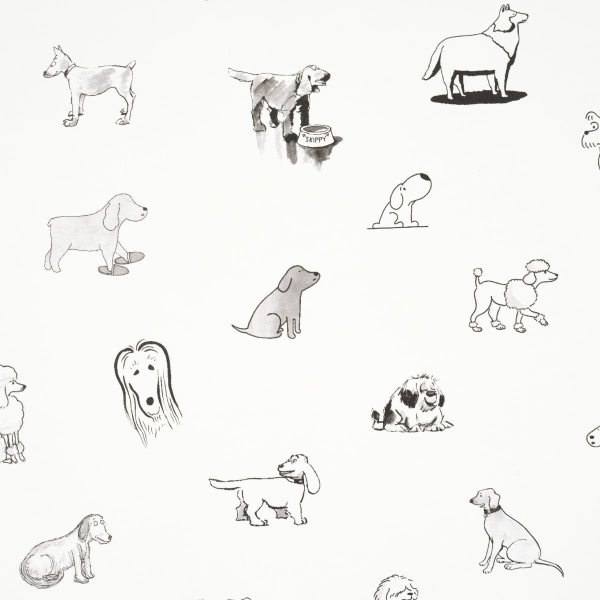 Purchase 5016130 | Good Dogs Everywhere, Black & White - Schumacher Wallpaper