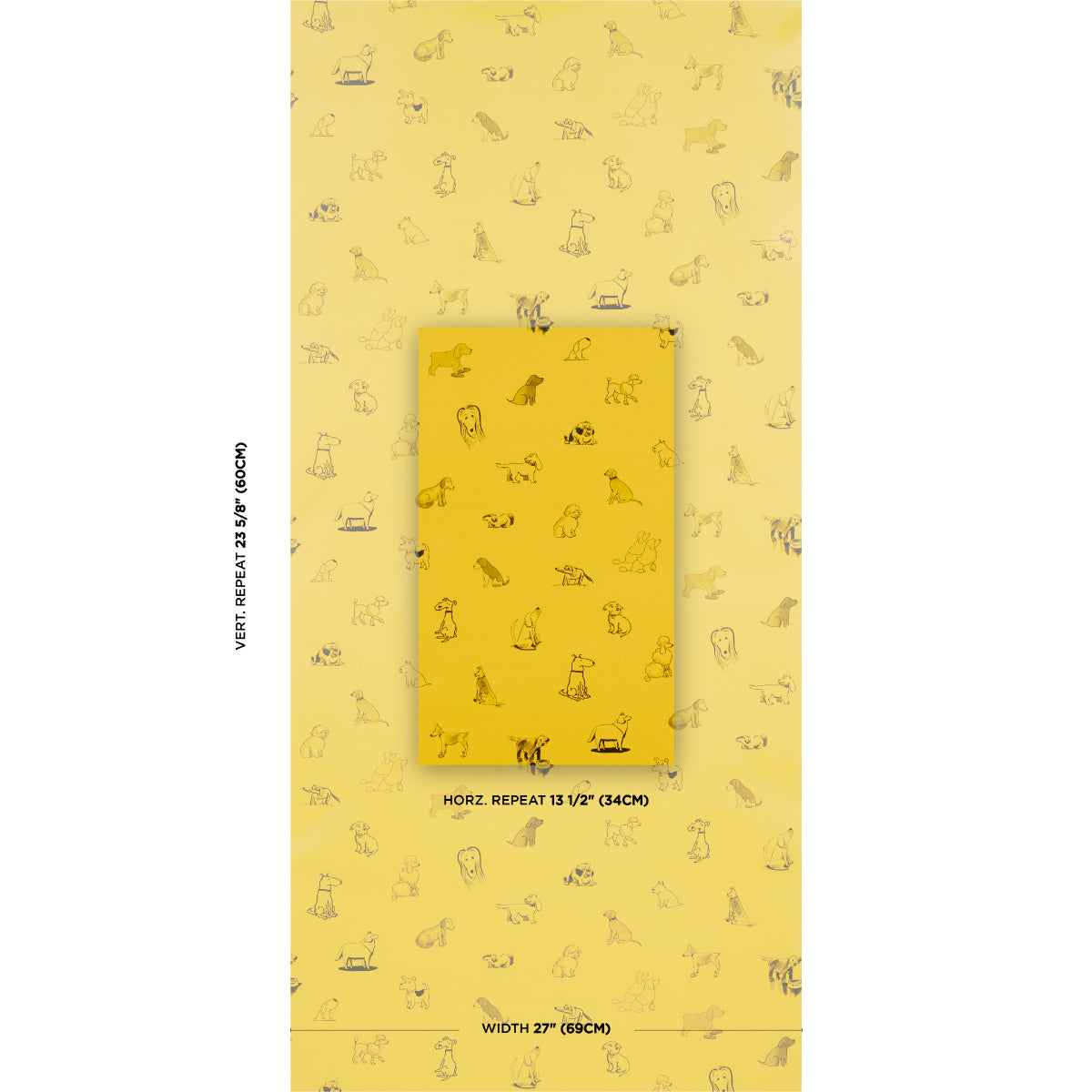 Purchase 5016131 | Good Dogs Everywhere, Taxi-Cab Yellow - Schumacher Wallpaper