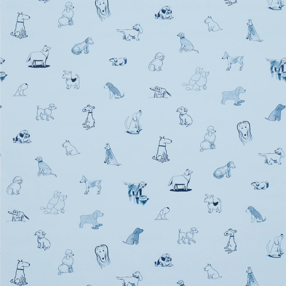 Purchase 5016132 | Good Dogs Everywhere, Sky & Navy Blue - Schumacher Wallpaper