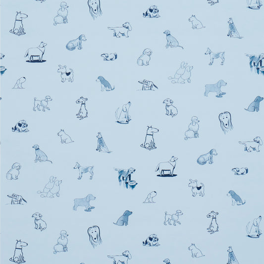 Purchase 5016132 | Good Dogs Everywhere, Sky & Navy Blue - Schumacher Wallpaper