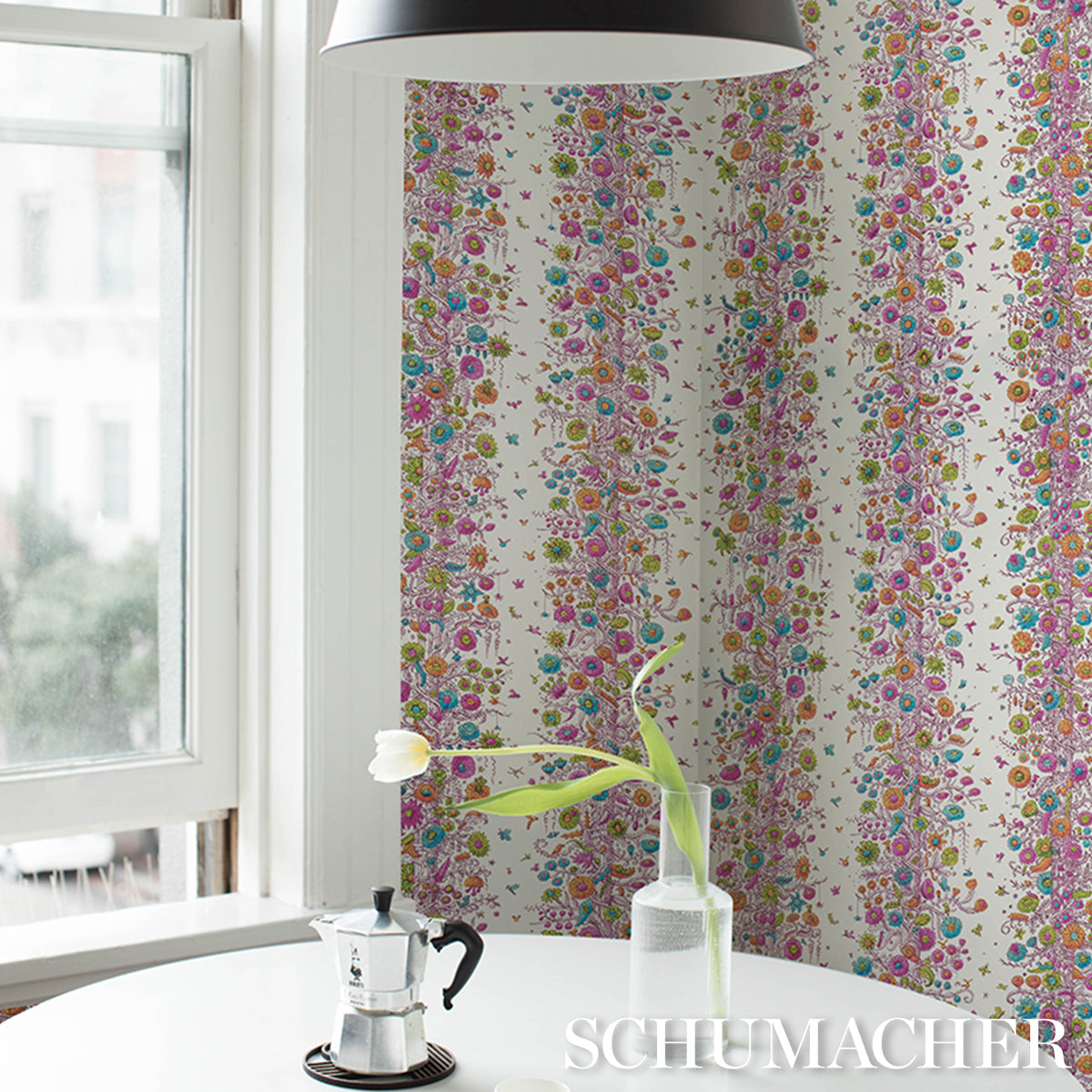 Purchase 5016140 | Edward Steed'S Towers Of Flowers, Multicolor Burst - Schumacher Wallpaper