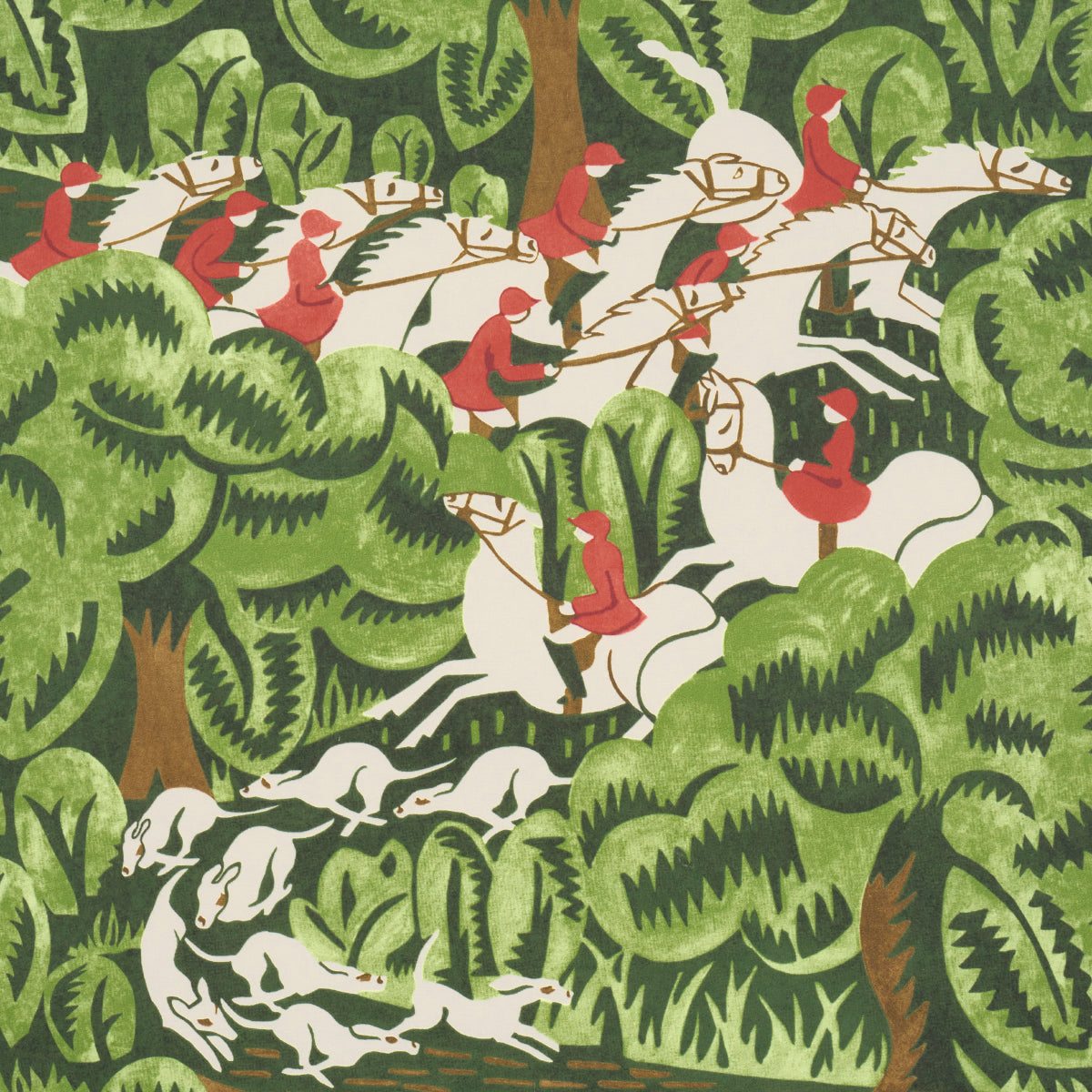 Purchase 5016150 | Margaret Schloeman'S Fox Chase, Forest - Schumacher Wallpaper