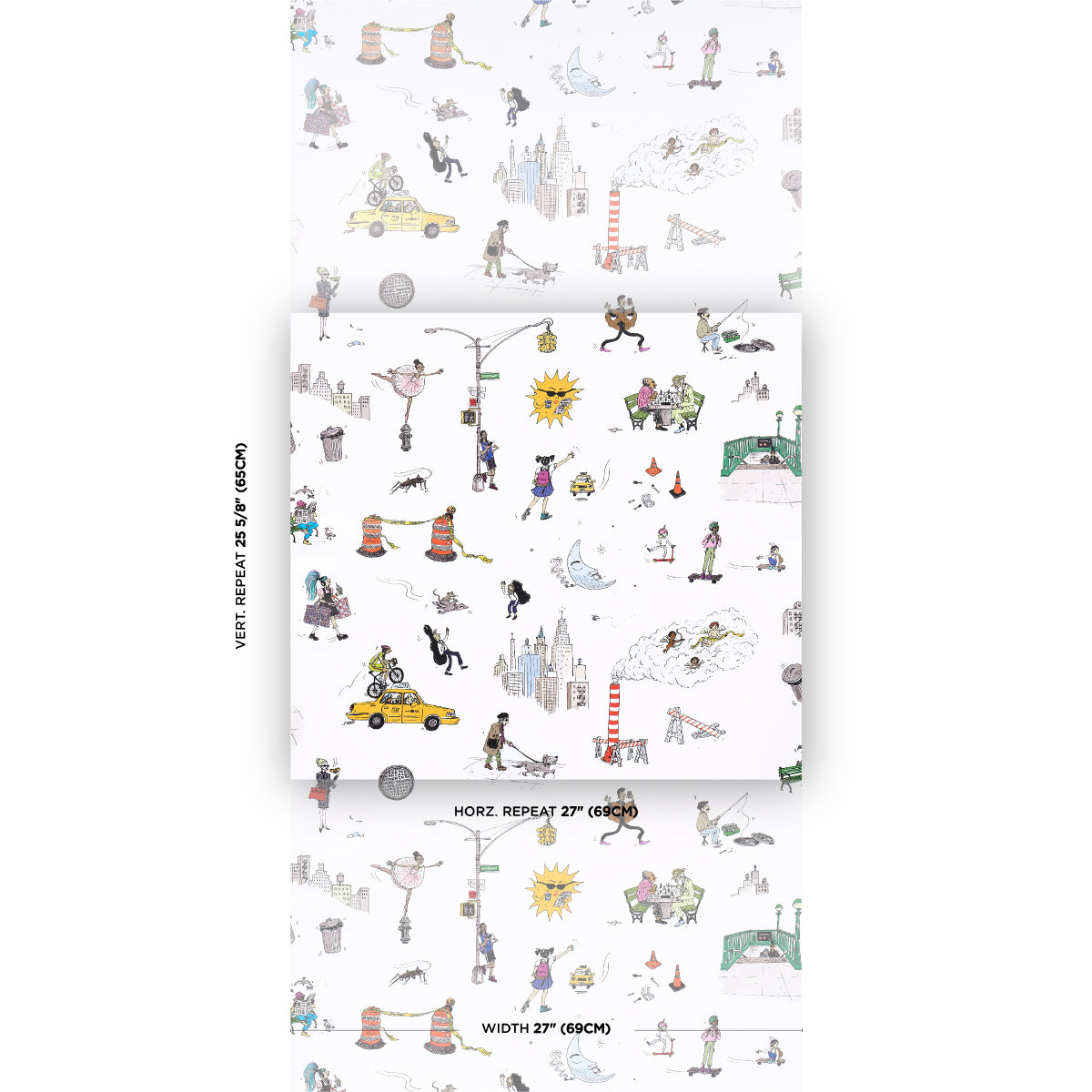 Purchase 5016170 | Joana Avillez'S Street Scenes, Multicolor On White - Schumacher Wallpaper