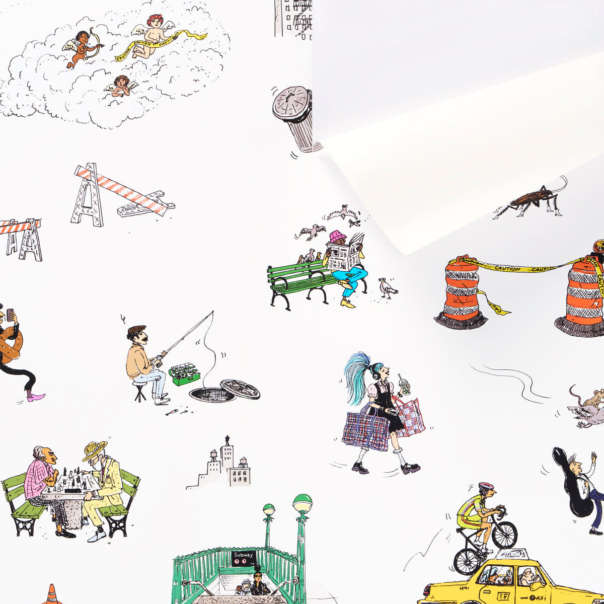 Purchase 5016170 | Joana Avillez'S Street Scenes, Multicolor On White - Schumacher Wallpaper