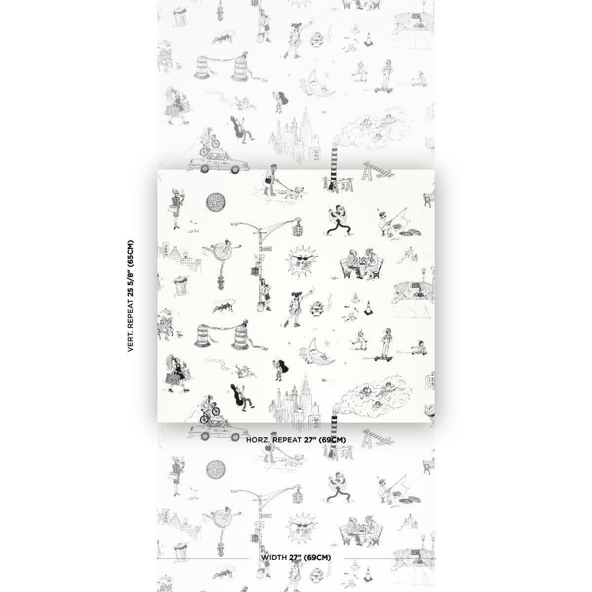 Purchase 5016171 | Joana Avillez'S Street Scenes, Black & White - Schumacher Wallpaper