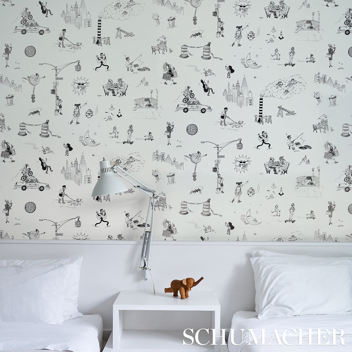 Purchase 5016171 | Joana Avillez'S Street Scenes, Black & White - Schumacher Wallpaper