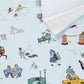 Purchase 5016172 | Joana Avillez'S Street Scenes, Multicolor On Sky Blue - Schumacher Wallpaper