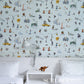 Purchase 5016172 | Joana Avillez'S Street Scenes, Multicolor On Sky Blue - Schumacher Wallpaper