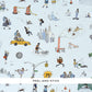 Purchase 5016172 | Joana Avillez'S Street Scenes, Multicolor On Sky Blue - Schumacher Wallpaper