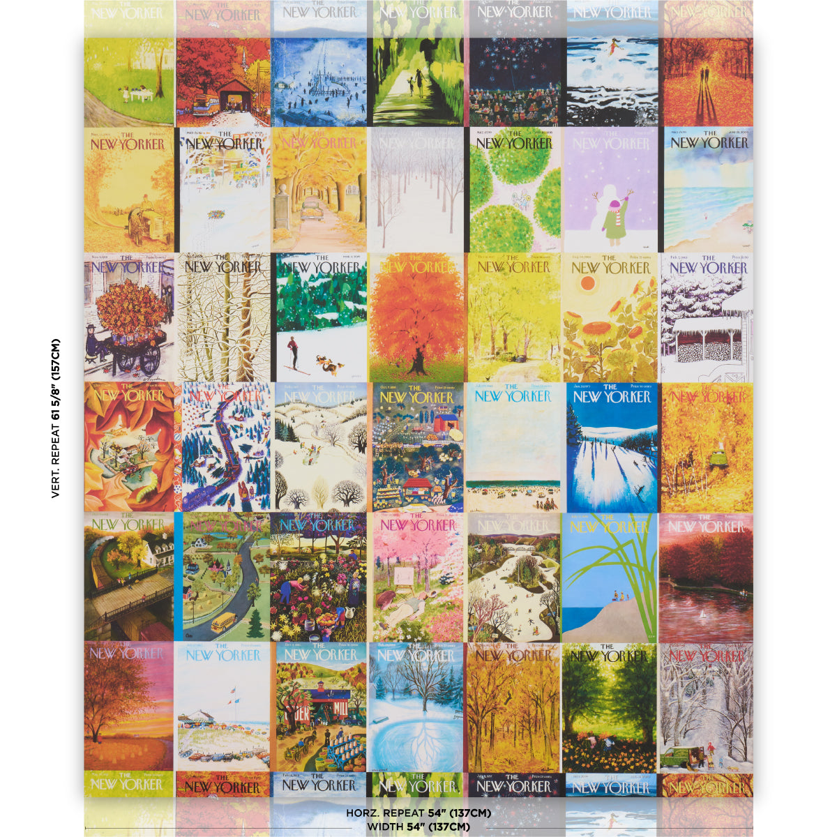 Purchase 5016180 | The New Yorker Seasonal Covers, Multicolor - Schumacher Wallpaper