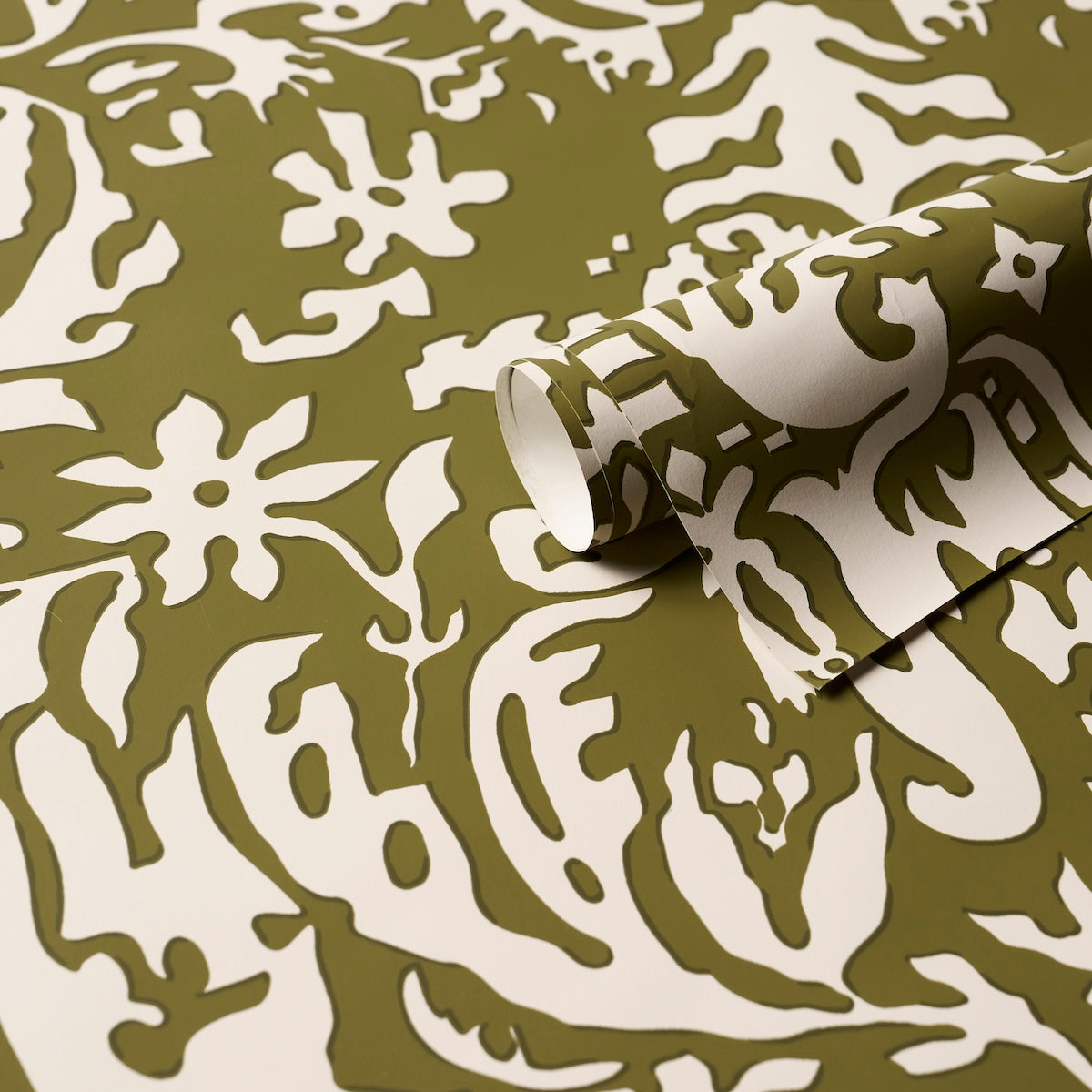 Purchase 5016242 | Suffolk Damask, Olive - Schumacher Wallpaper