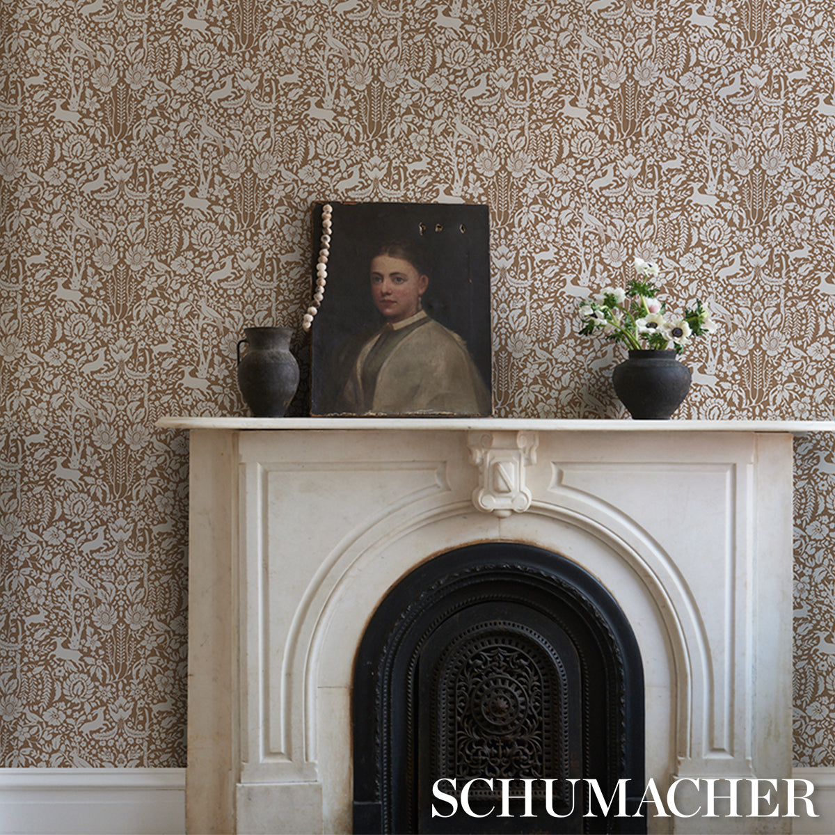 Purchase 5016260 | Deerfield, Mocha - Schumacher Wallpaper