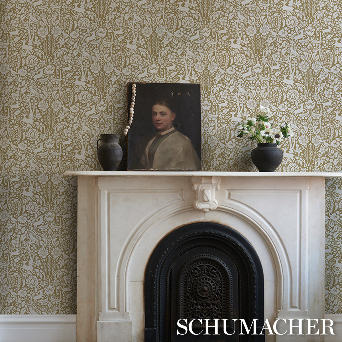 Purchase 5016261 | Deerfield, Moss - Schumacher Wallpaper