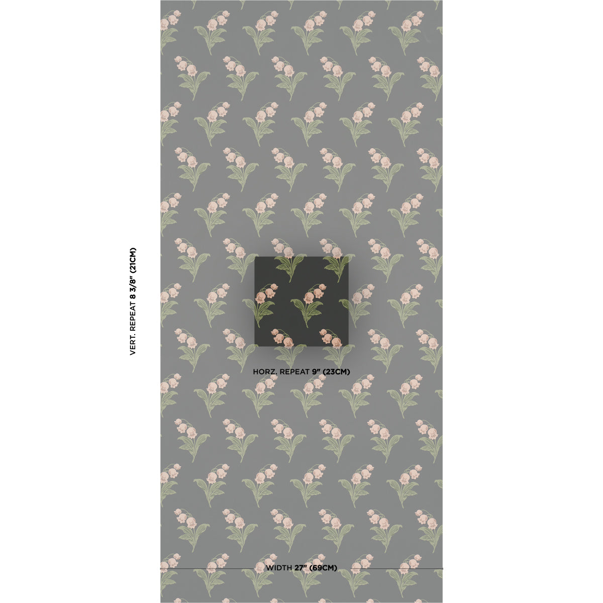 Purchase 5016282 | Lily Of The Valley, Midnight - Schumacher Wallpaper