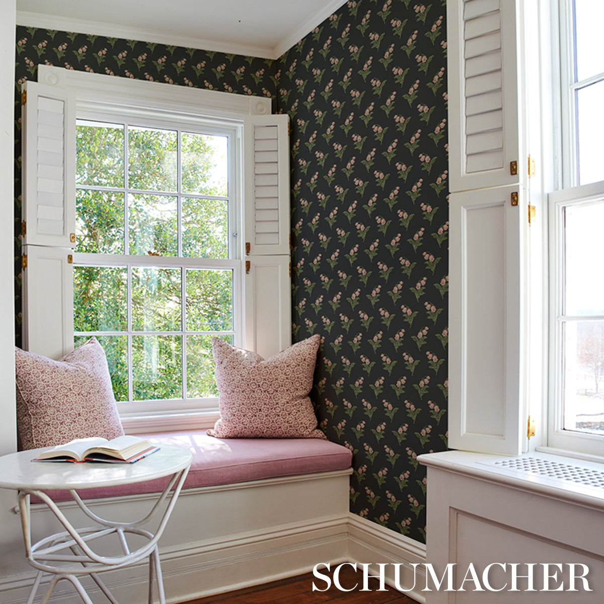 Purchase 5016282 | Lily Of The Valley, Midnight - Schumacher Wallpaper